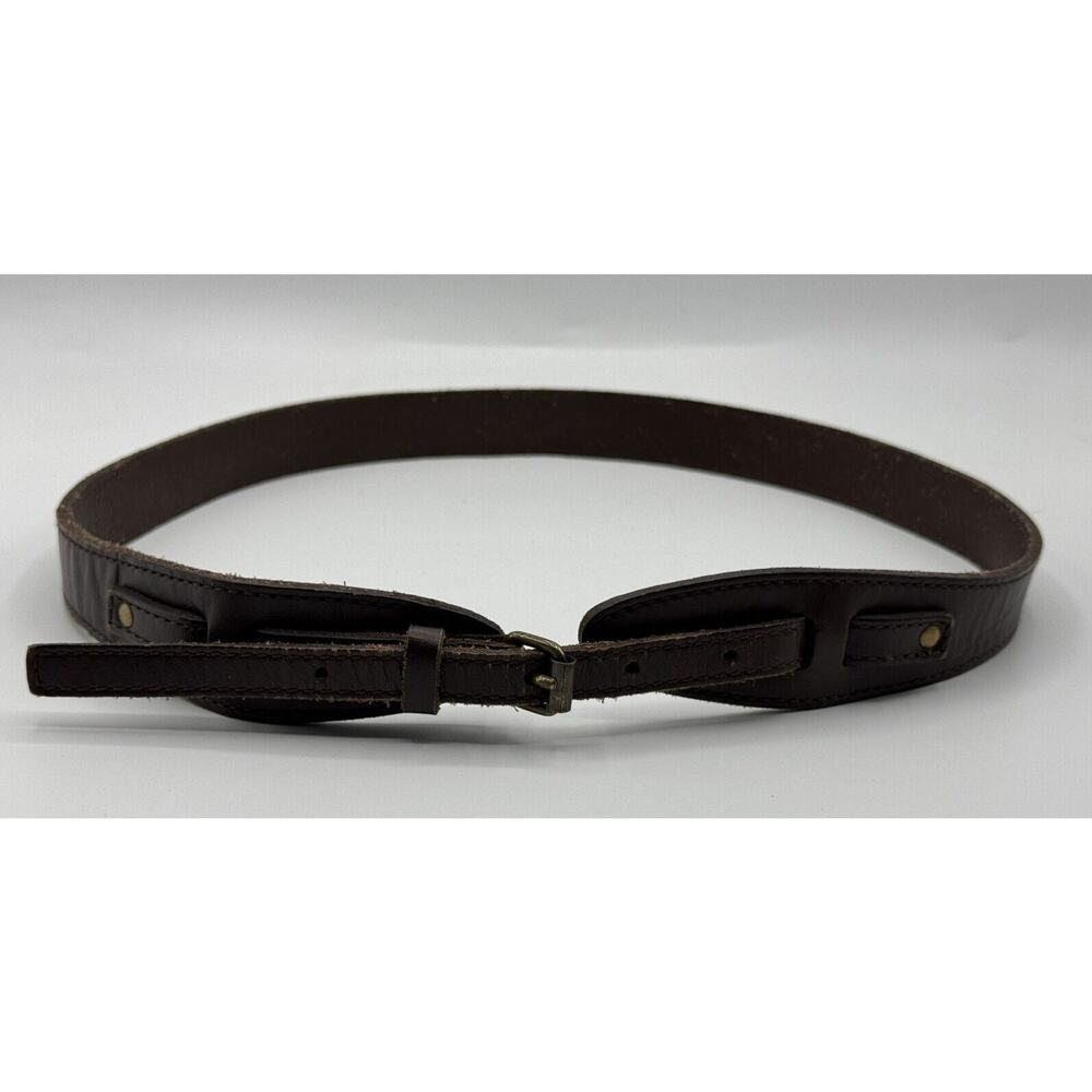 AEO Brown Western Leather Waist Belt Size M/L Brass Buckle Ranger Style